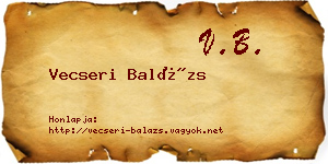 Vecseri Balázs névjegykártya